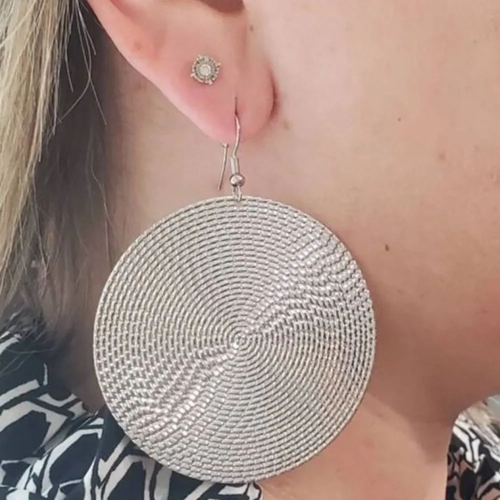 3for$20 1pair Fashionable Simple Exaggerated Large Round Disc Hoop Earrings